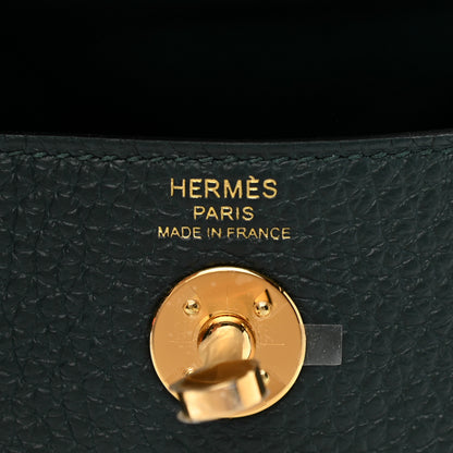 Hermes Taurillon Clemence Mini Lindy 20 Vert Cypress 6 of 11