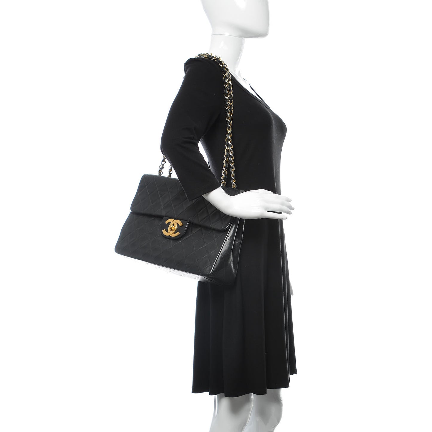 Lambskin Quilted XL Jumbo Single Flap Black