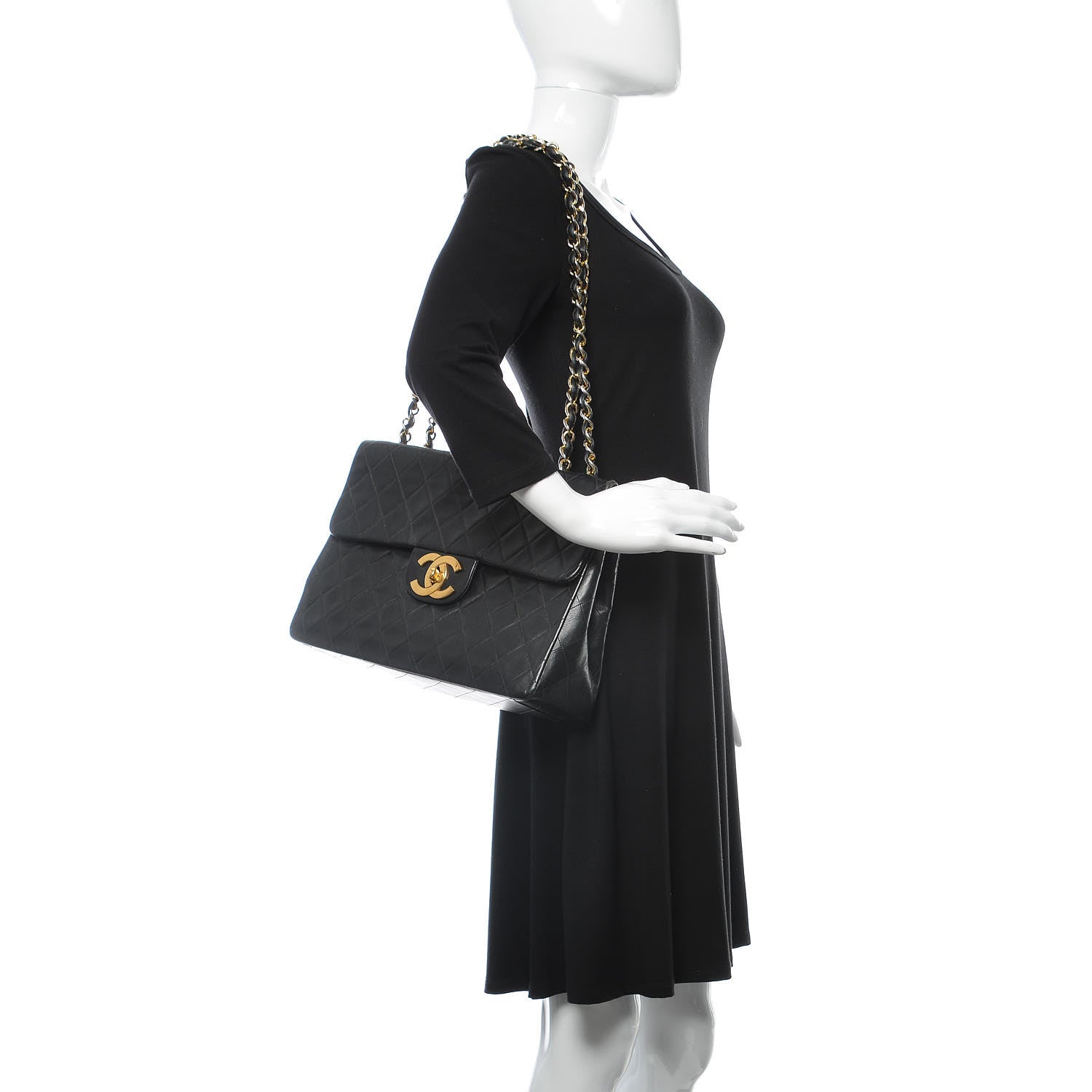Chanel Lambskin Quilted XL Jumbo Single Flap Black 2 of 23