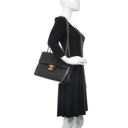Chanel Lambskin Quilted XL Jumbo Single Flap Black 2 of 23