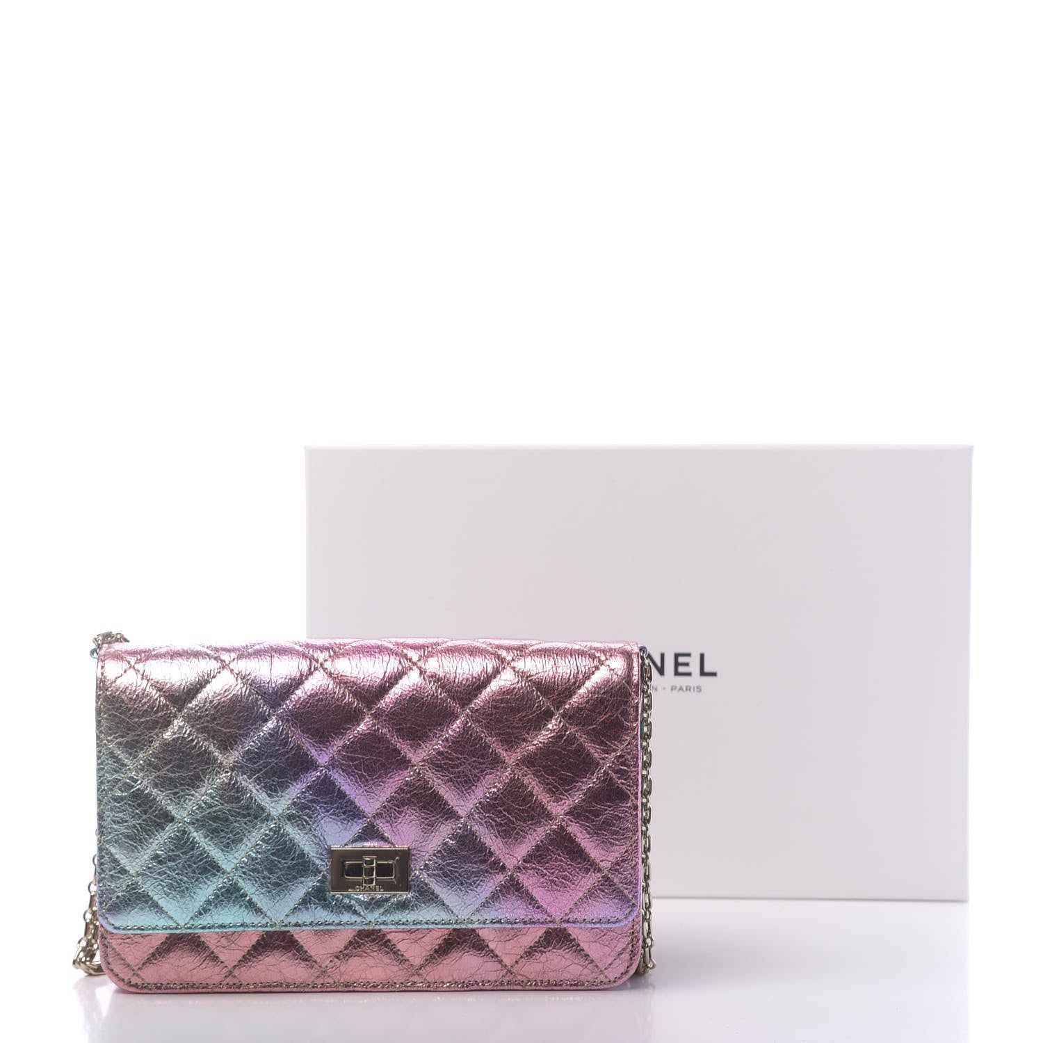 Chanel Metallic Goatskin Quilted 2.55 Reissue Wallet on Chain WOC Multicolor 12 of 12