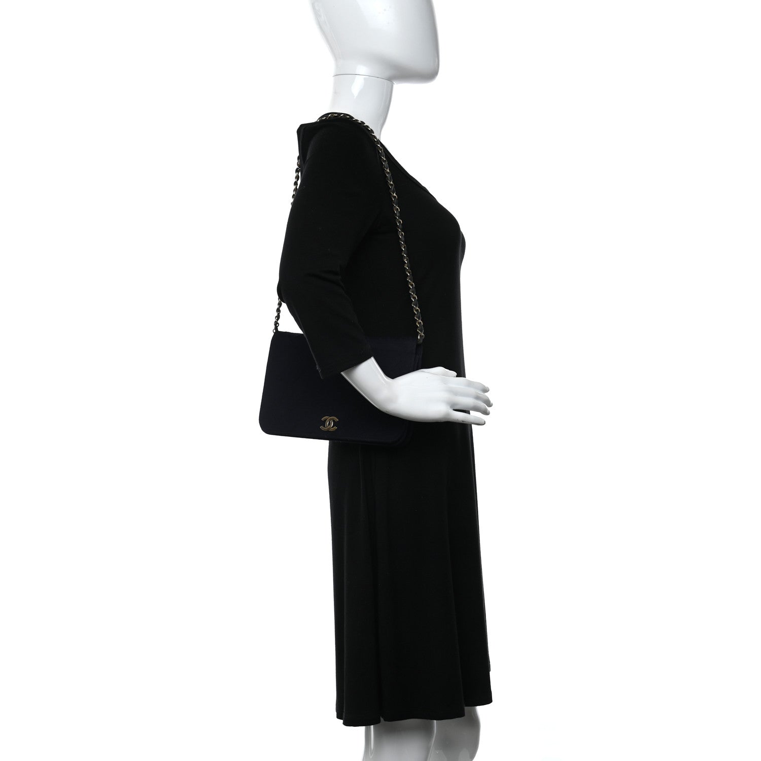 Chanel Jersey Diamond Stitched Small Single Flap Navy Blue 2 of 11