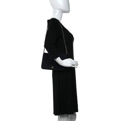 Chanel Jersey Diamond Stitched Small Single Flap Navy Blue 2 of 11