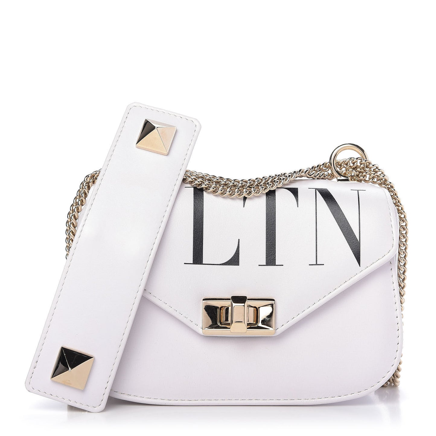 Calfskin VLTN Small Shoulder Bag White