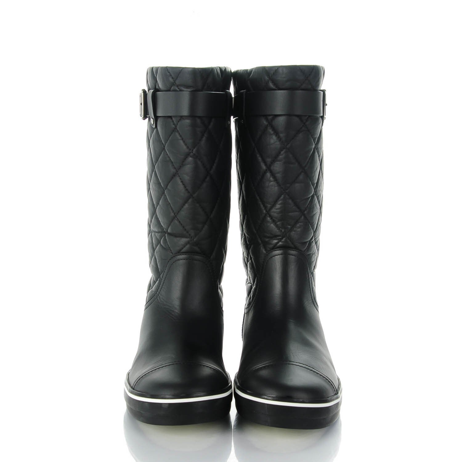 Chanel Aged Calfskin Quilted Boots 38.5 Black 2 of 7