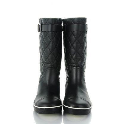 Chanel Aged Calfskin Quilted Boots 38.5 Black 2 of 7