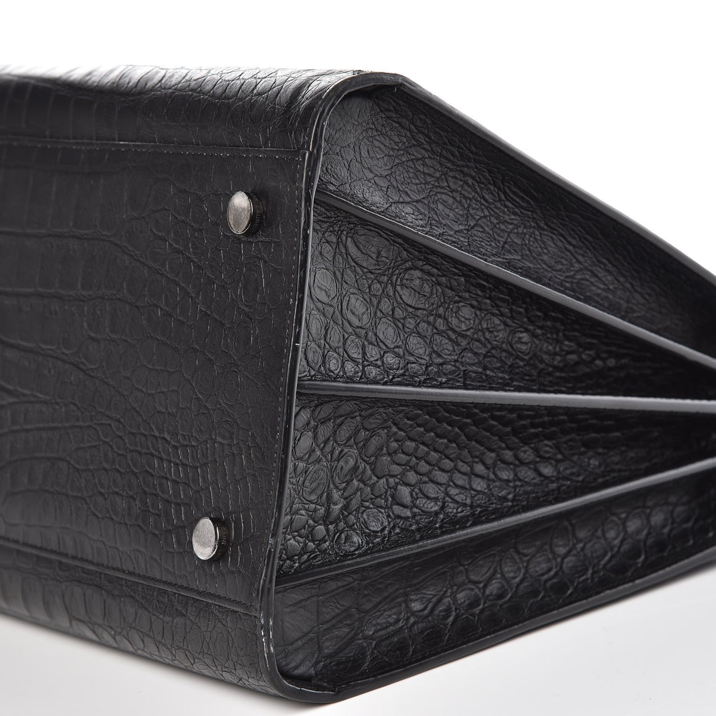 Calfskin Crocodile Embossed Large Sac De Jour Carryall Black