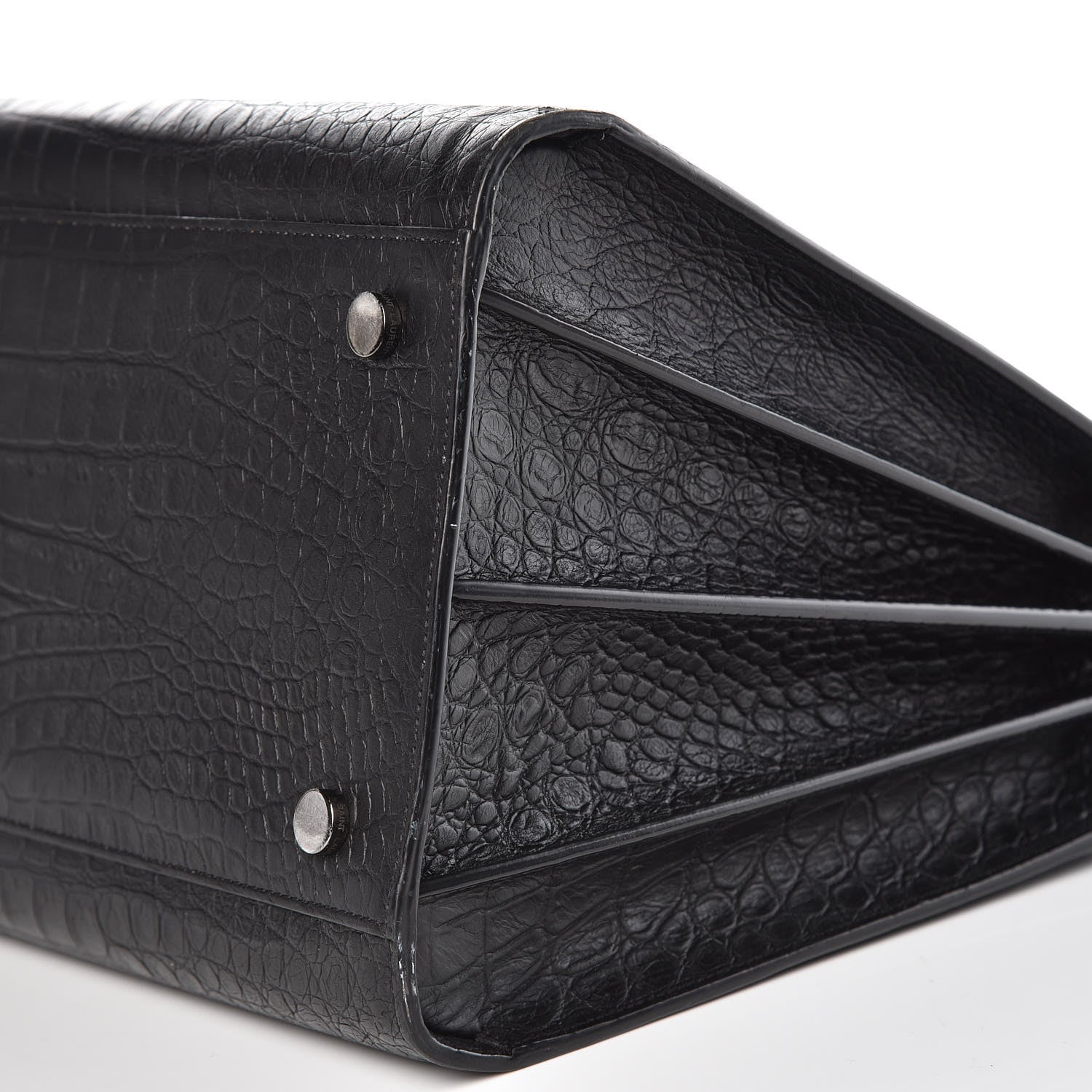 Saint Laurent Calfskin Crocodile Embossed Large Sac De Jour Carryall Black 11 of 14