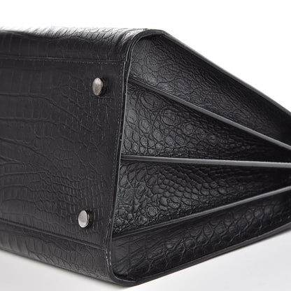 Saint Laurent Calfskin Crocodile Embossed Large Sac De Jour Carryall Black 11 of 14