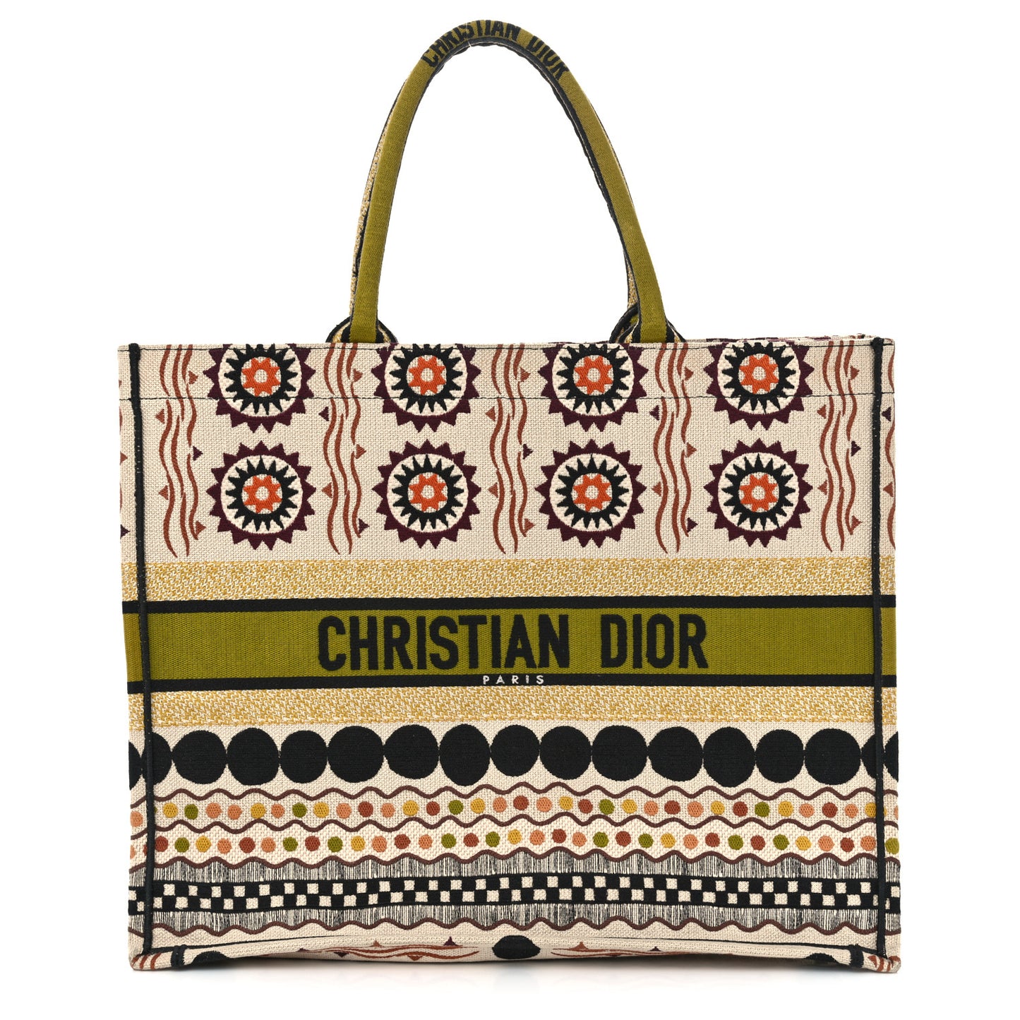Canvas Embroidered Geometric Large Book Tote Multicolor
