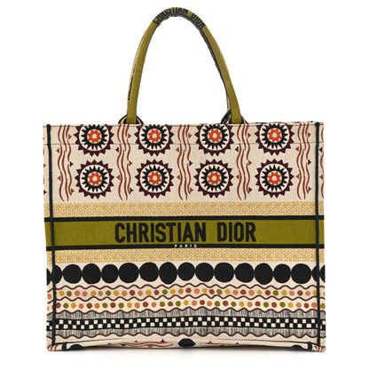 Christian Dior Canvas Embroidered Geometric Large Book Tote Multicolor 1 of 10