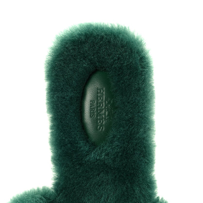 Hermes Woolskin Oran Sandals 36.5 Vert Anglais 7 of 8