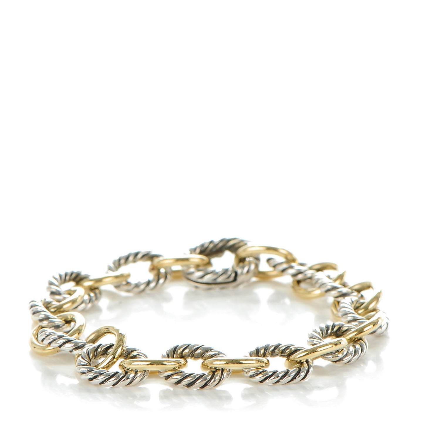 Sterling Silver 18K Yellow Gold 10mm Medium Oval Link Bracelet