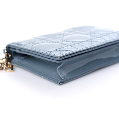 Christian Dior Patent Cannage Mini Lady Dior Wallet Gray Stone 9 of 12