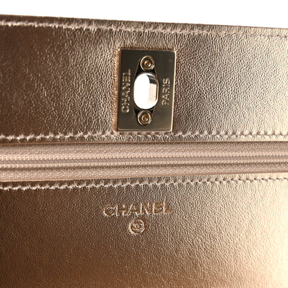 Chanel Metallic Lambskin Quilted Trendy CC Wallet On Chain WOC Gold 6 of 12