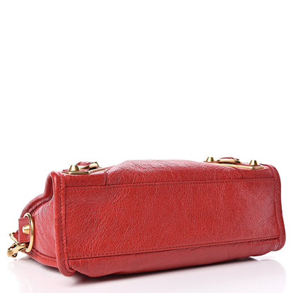 Balenciaga Agneau Gold Metallic Edge Hardware Mini City Rouge Rubis 4 of 10
