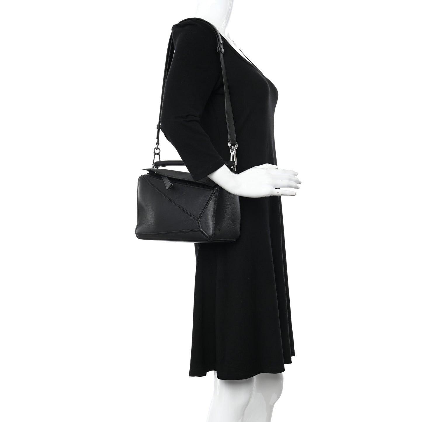 Calfskin Small Puzzle Bag Black