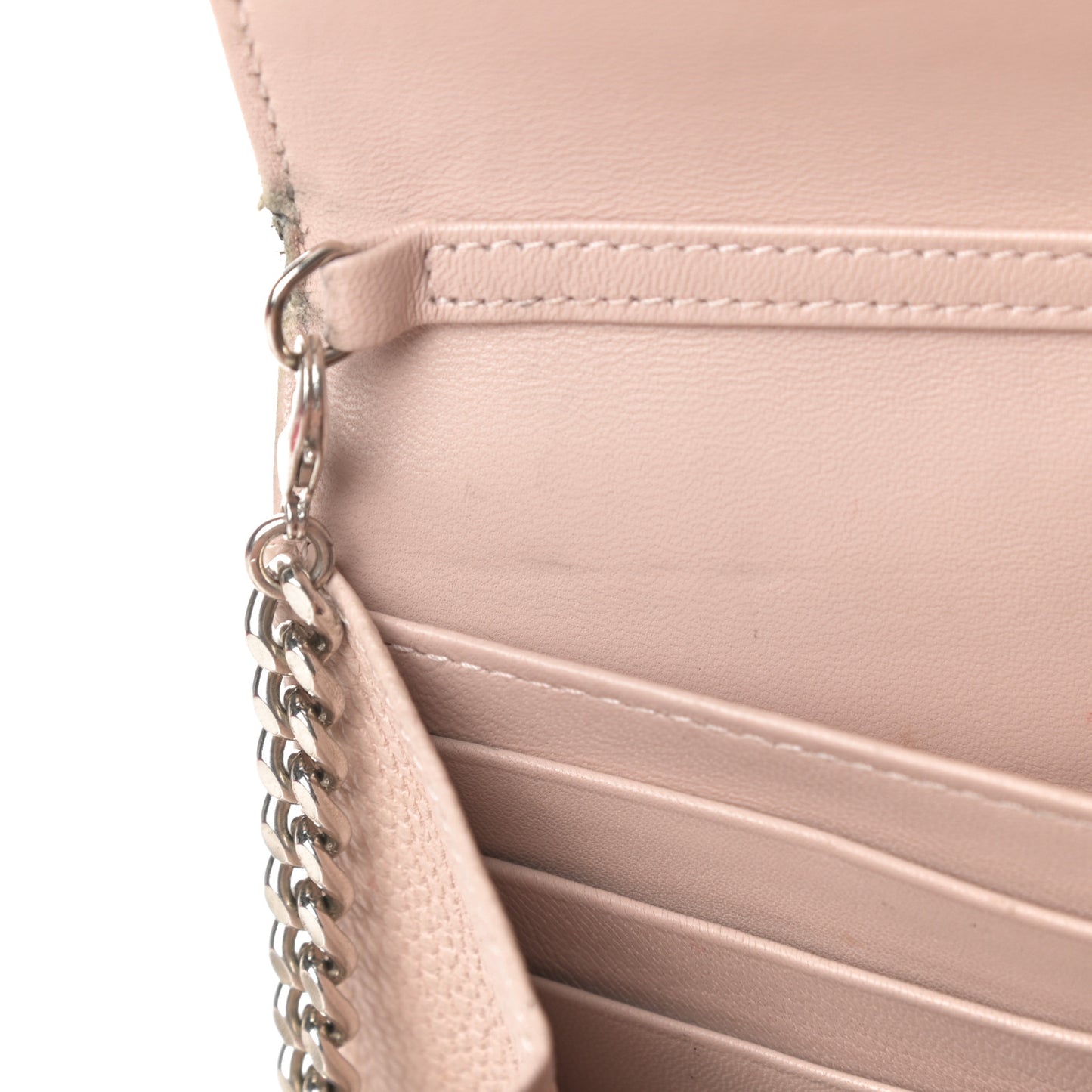 Grained Calfskin Diorama Croisiere Chain Wallet Rose Poudre