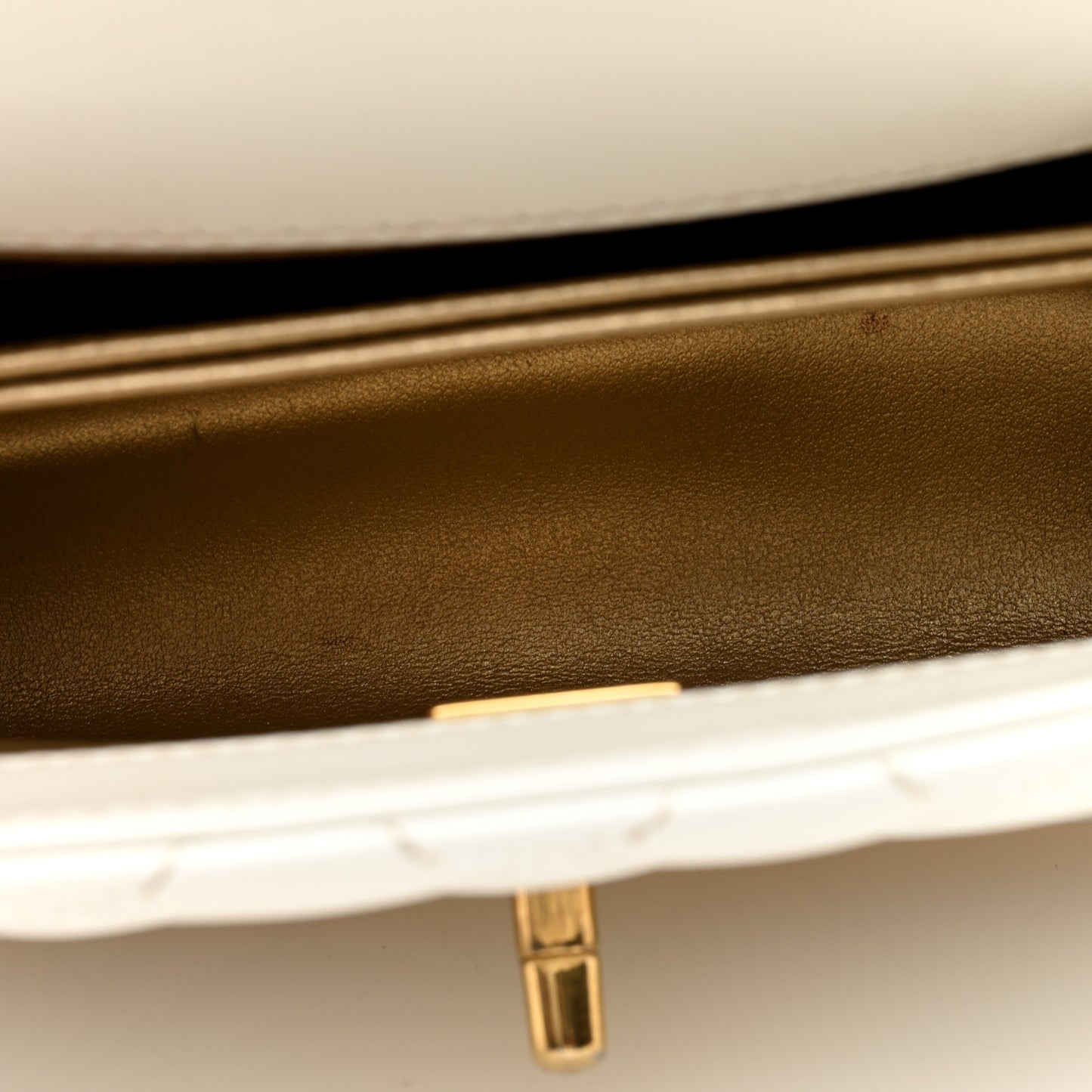 Shiny Calfskin Quilted Extra Mini Coco Chain Gold Handle Flap White