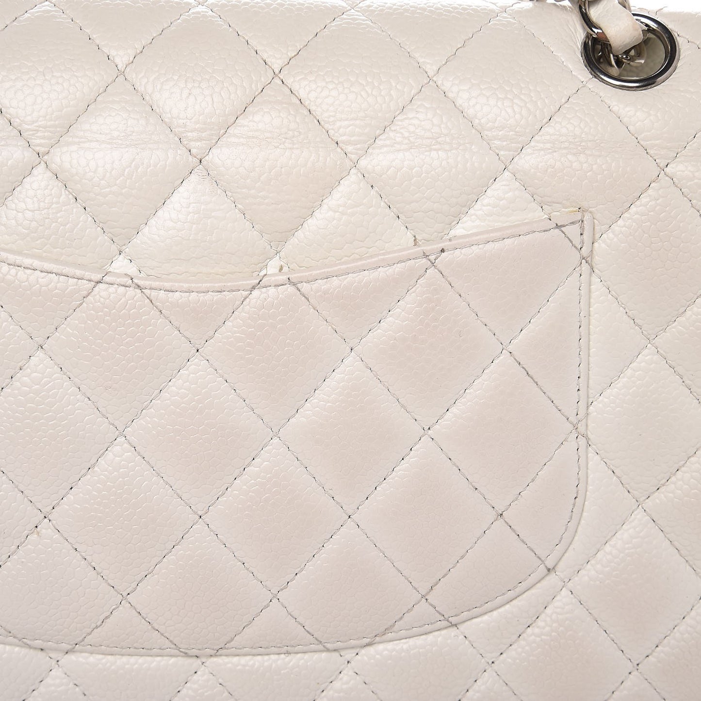 Caviar Quilted Medium Double Flap White