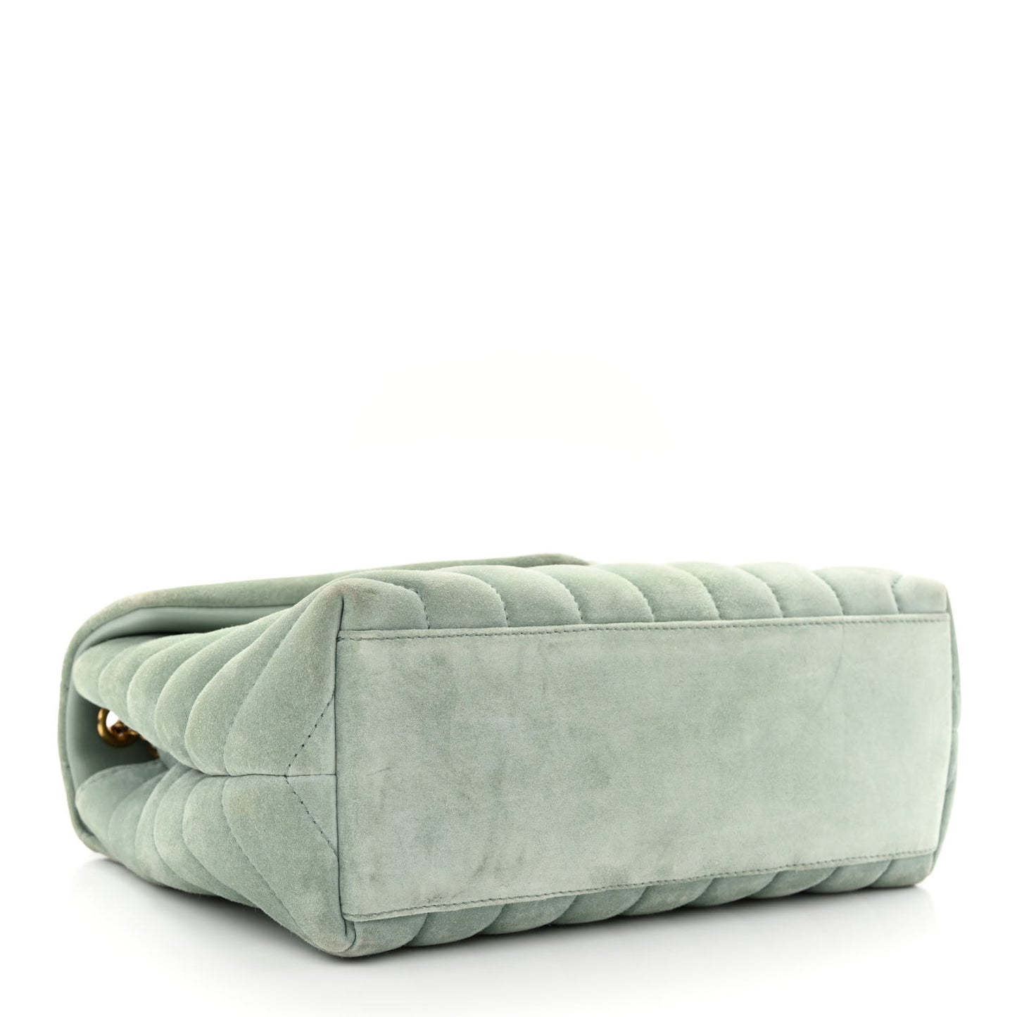 Suede Calfskin Y Quilted Monogram Small Loulou Chain Satchel Vert Opaline