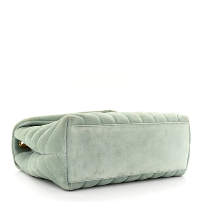 Saint Laurent Suede Calfskin Y Quilted Monogram Small Loulou Chain Satchel Vert Opaline 4 of 10