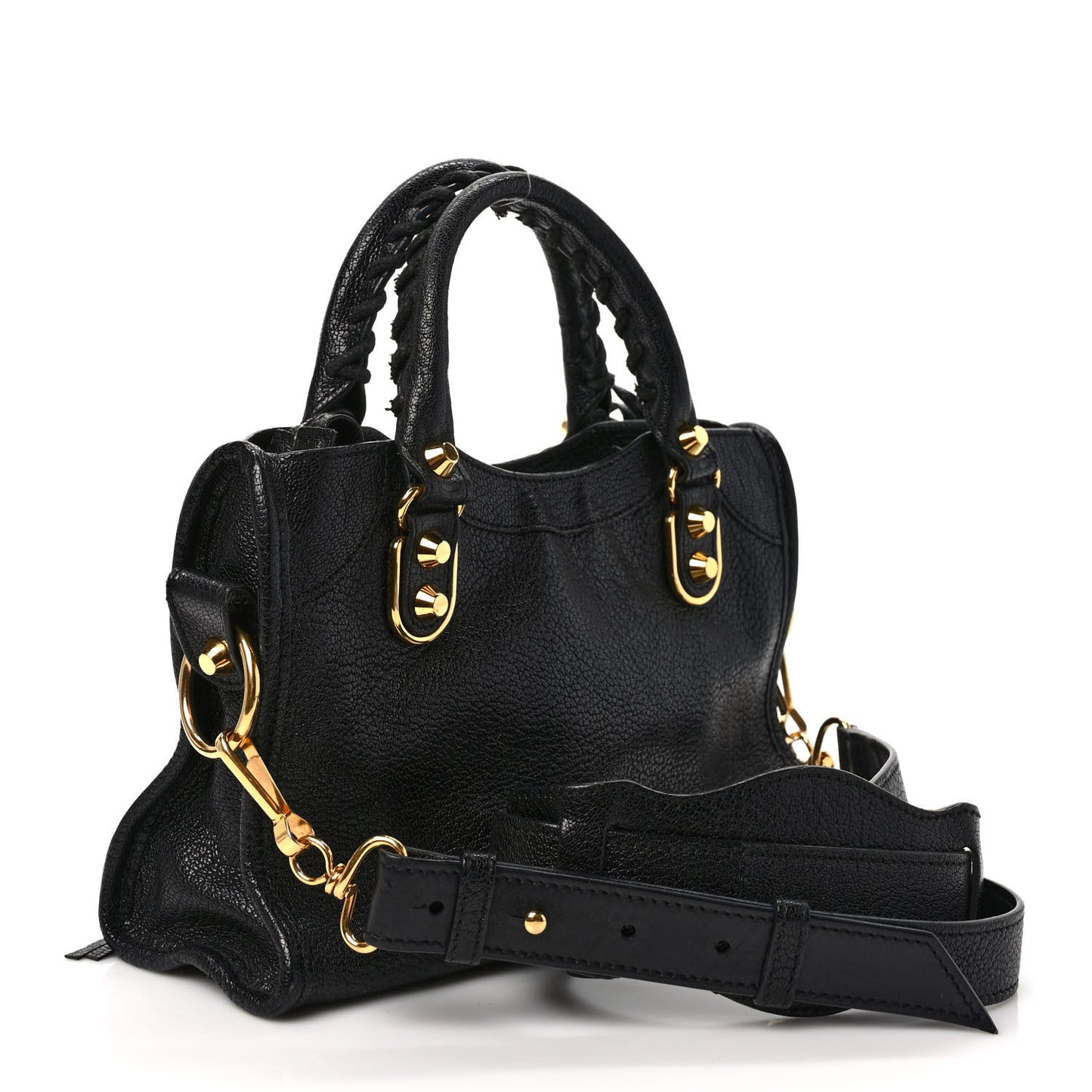 Chevre Gold Metallic Edge Hardware Mini City Black