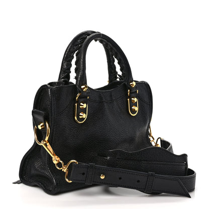 Balenciaga Chevre Gold Metallic Edge Hardware Mini City Black 3 of 10
