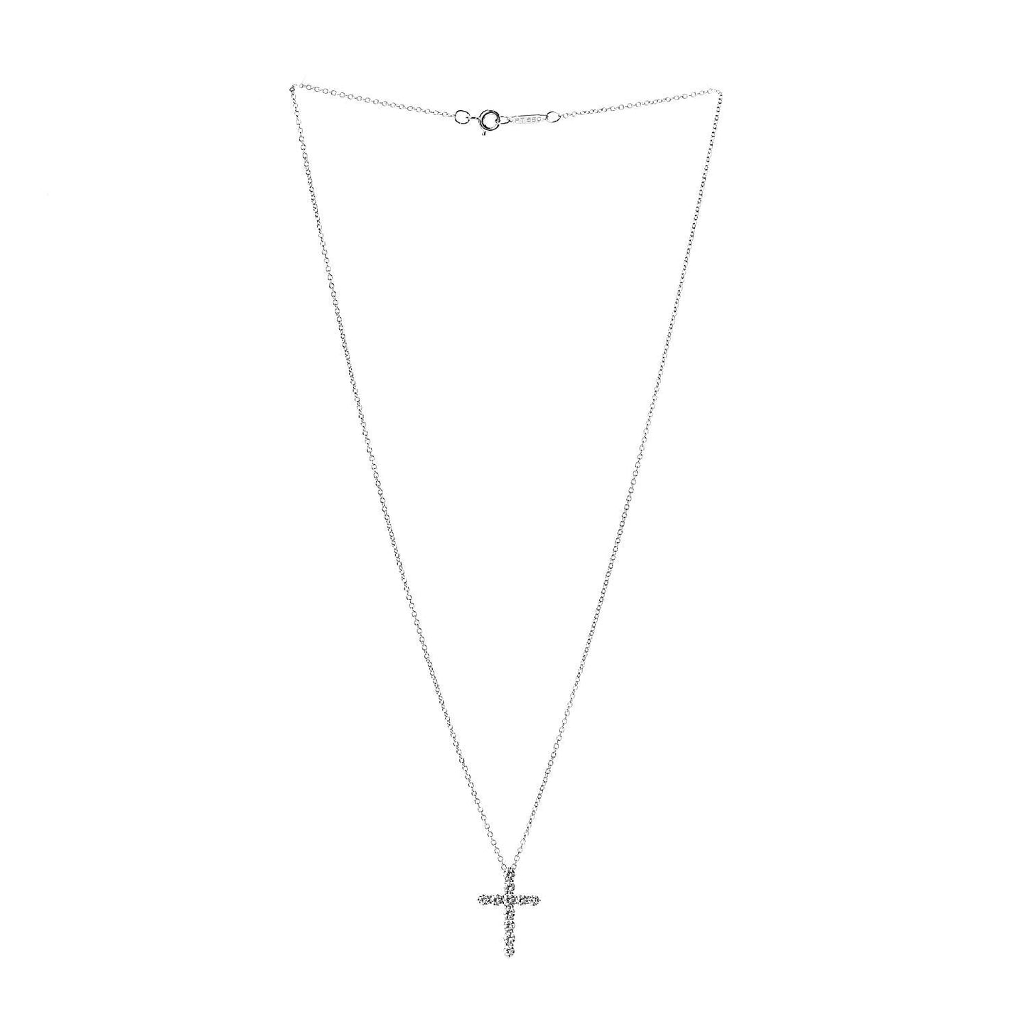 Platinum Diamond Small Cross Pendant Necklace