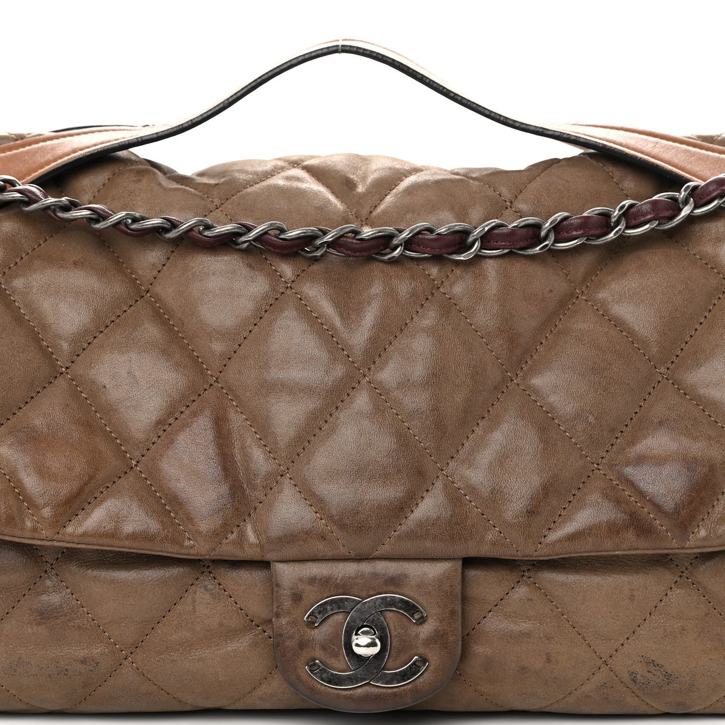 Iridescent Calfskin In The Mix Jumbo Flap Khaki