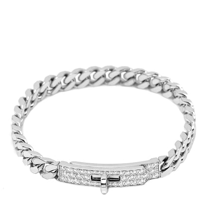Hermes 18K White Gold Diamond TPM Kelly Gourmette Bracelet ST 3 of 6