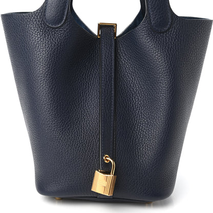 Hermes Taurillon Clemence Picotin Lock 18 PM Bleu Nuit 10 of 11