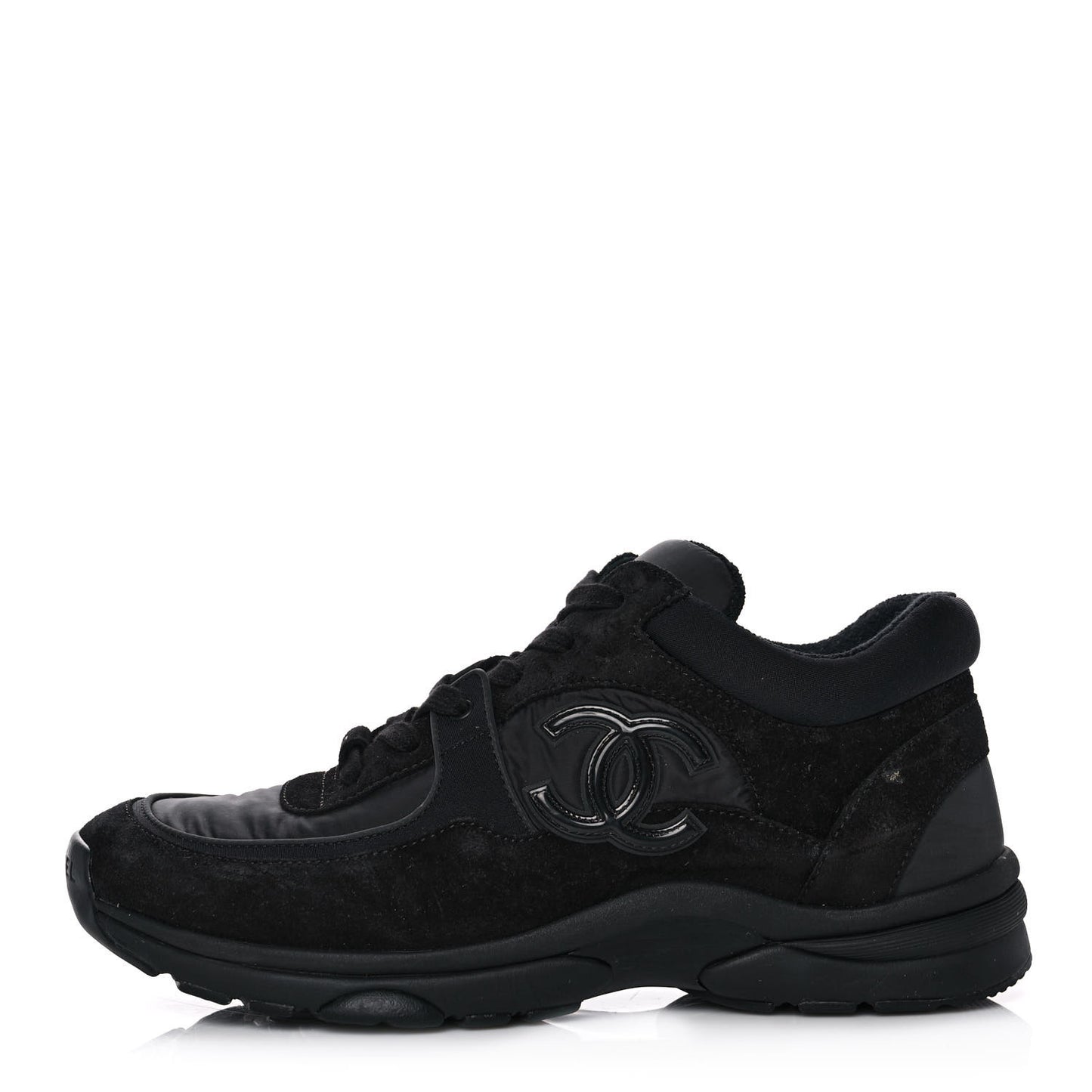 Fabric Calfskin Suede CC Sneakers 38 Black