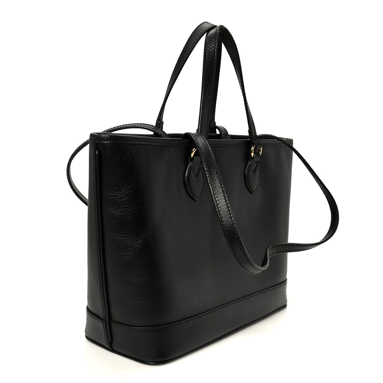 Gucci Textured Dollar Calfskin Small Ophidia Shoulder Tote Bag Black 3 of 10