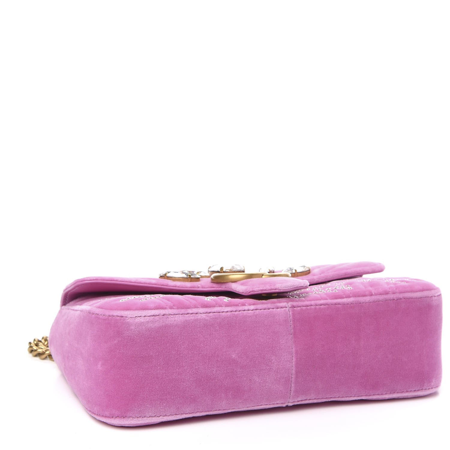 Gucci Velvet Matelasse Marquise Crystals Embroidered Small GG Marmont Shoulder Bag Malva 4 of 10