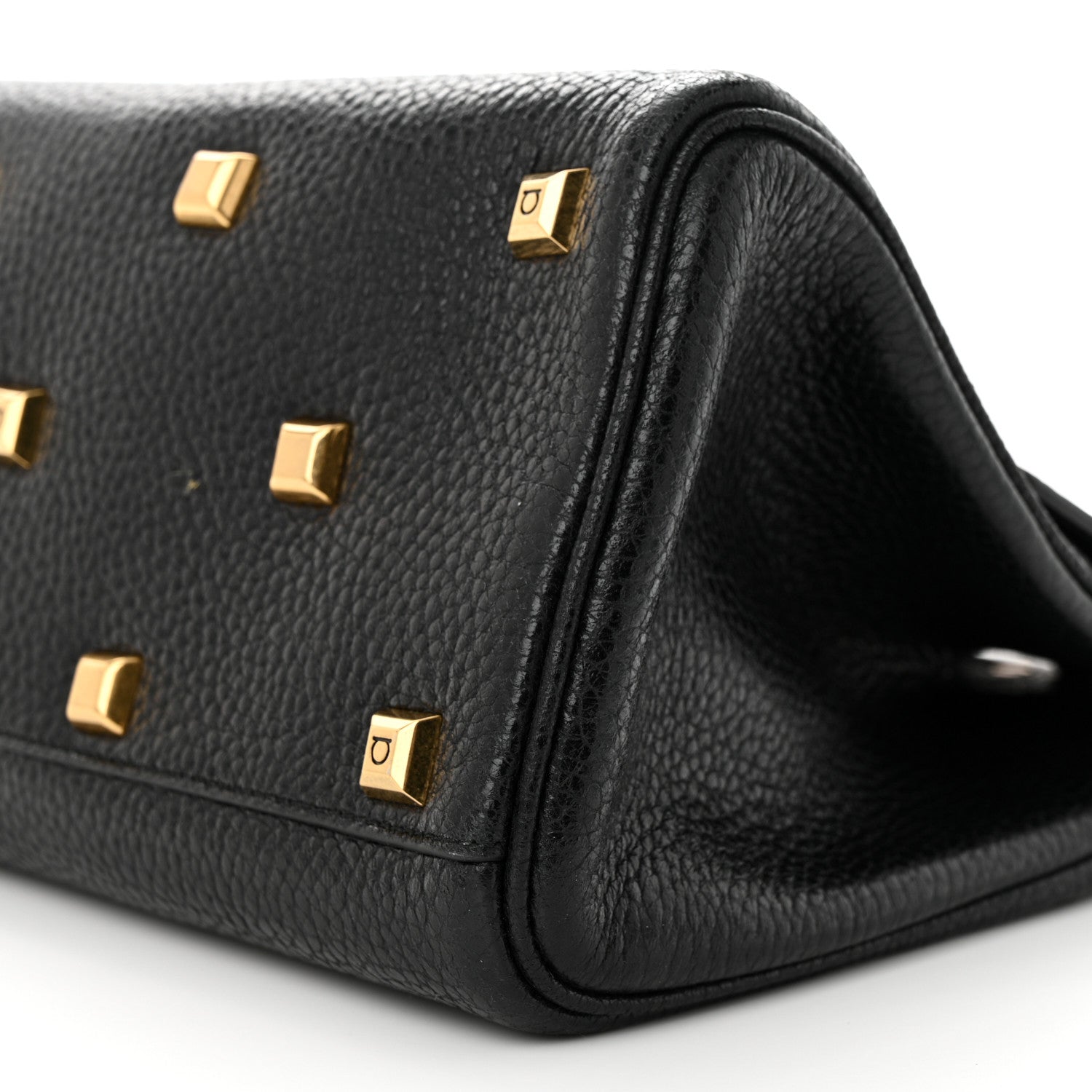 Salvatore Ferragamo Hammered Calfskin Studio Rock Bag Black 11 of 12
