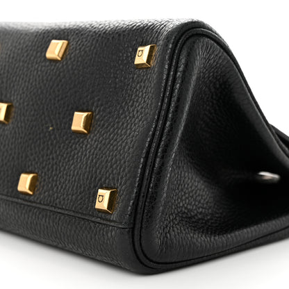 Salvatore Ferragamo Hammered Calfskin Studio Rock Bag Black 11 of 12