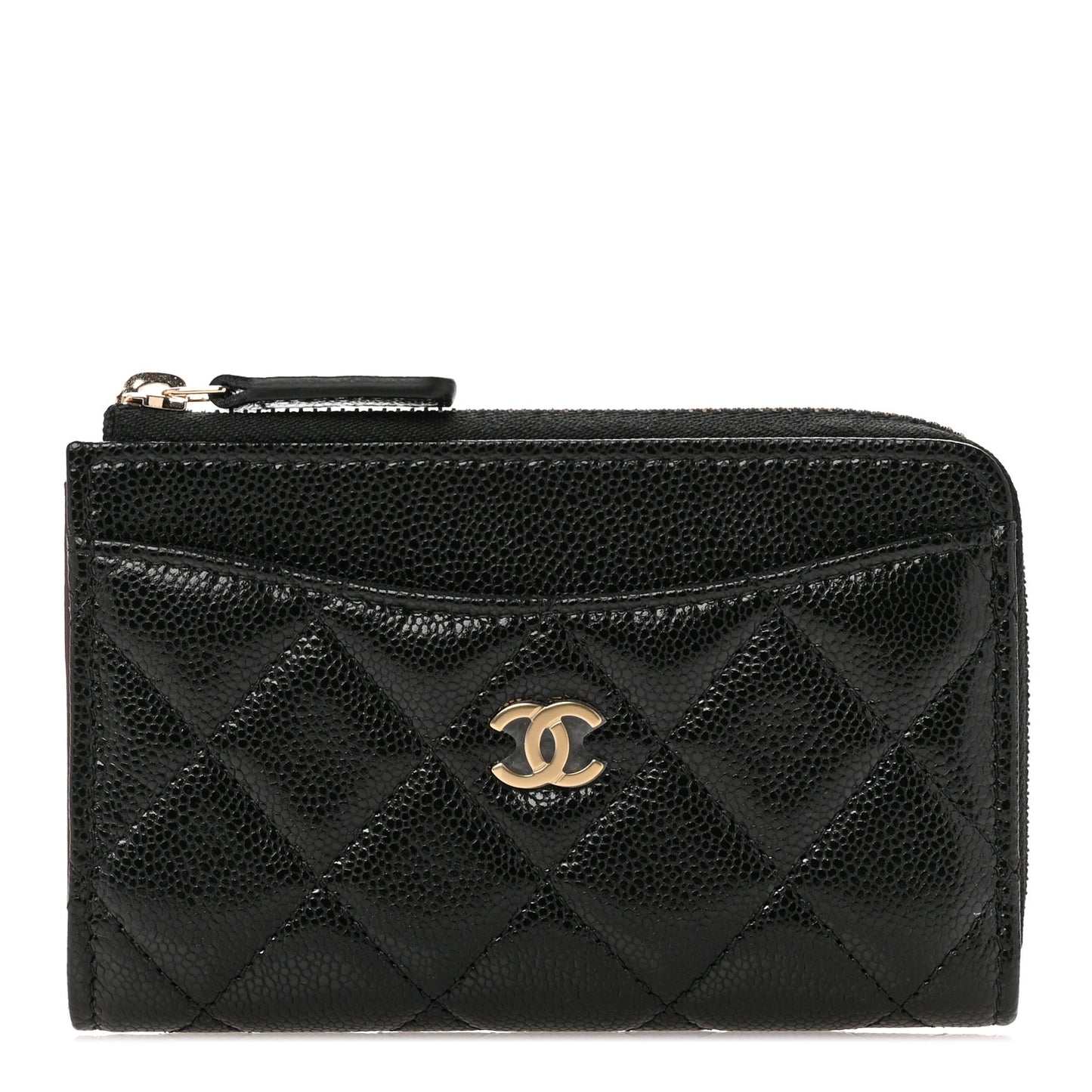 Caviar Quilted CC Zip Around Card Holder Black