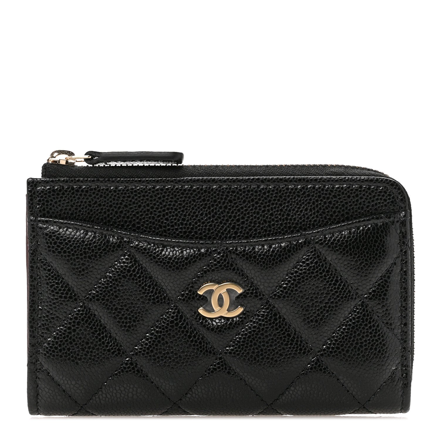 Chanel Caviar Quilted CC Zip Around Card Holder Black 1 of 8
