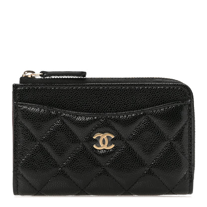 Chanel Caviar Quilted CC Zip Around Card Holder Black 1 of 8