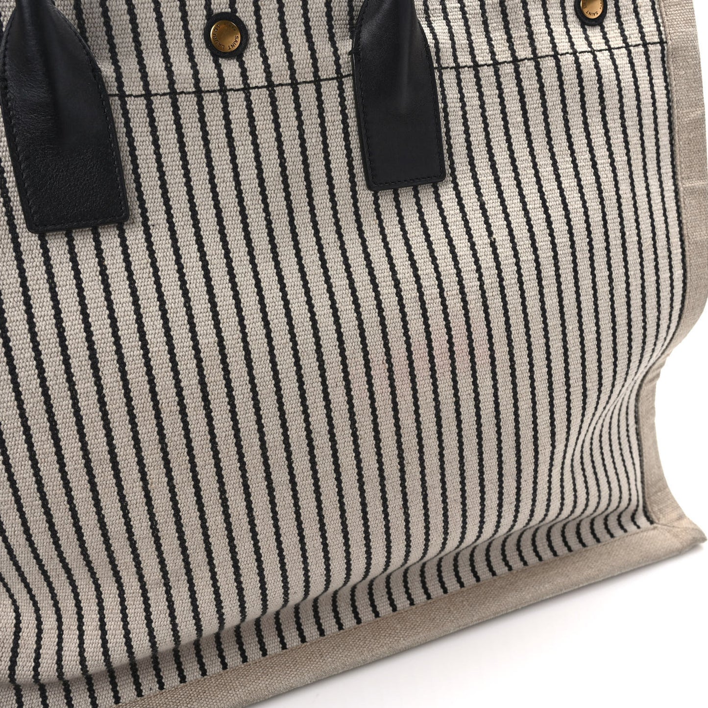 Embroidered Cotton Linen Rive Gauche Noe Tote Natural Black