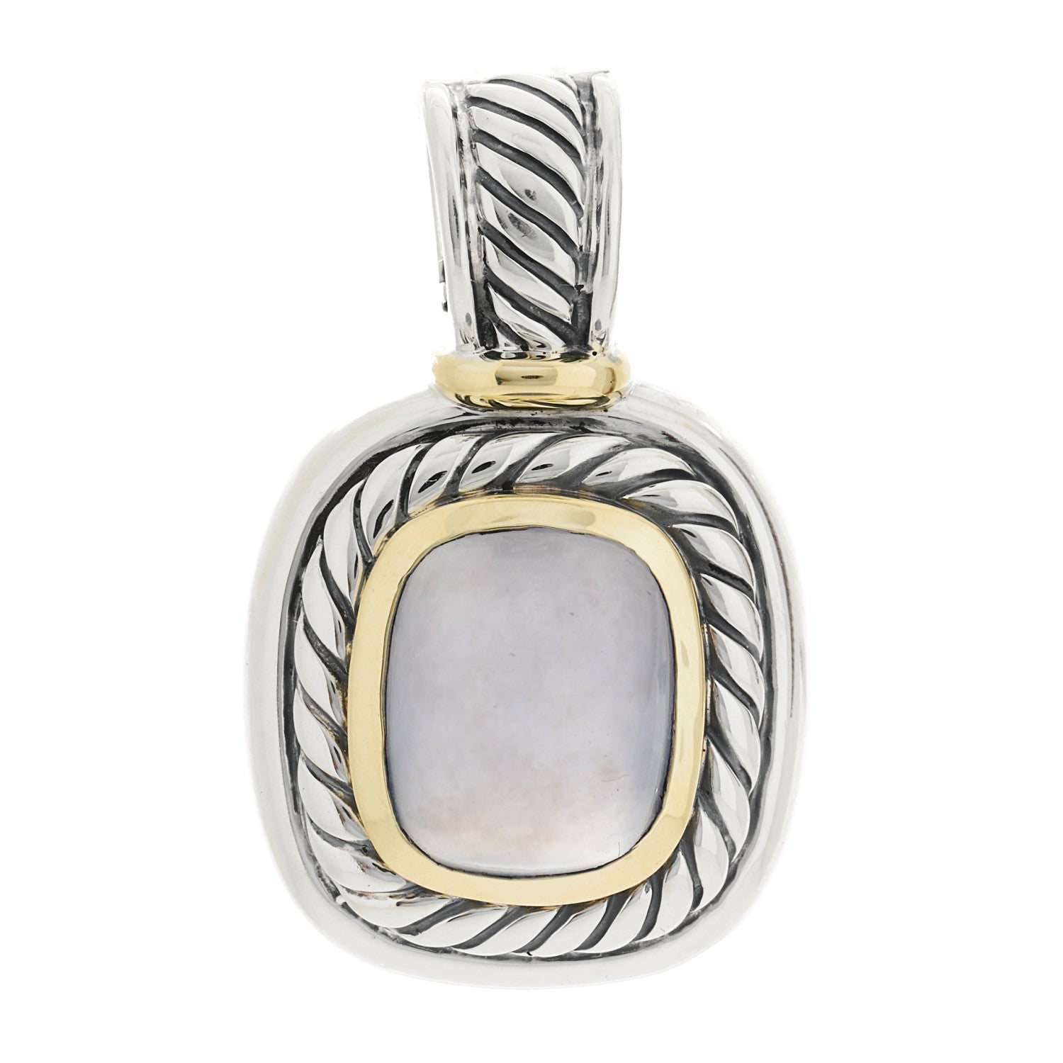 David Yurman Sterling Silver 14K Yellow Gold Blue Chalcedony Albion Pendant 1 of 4