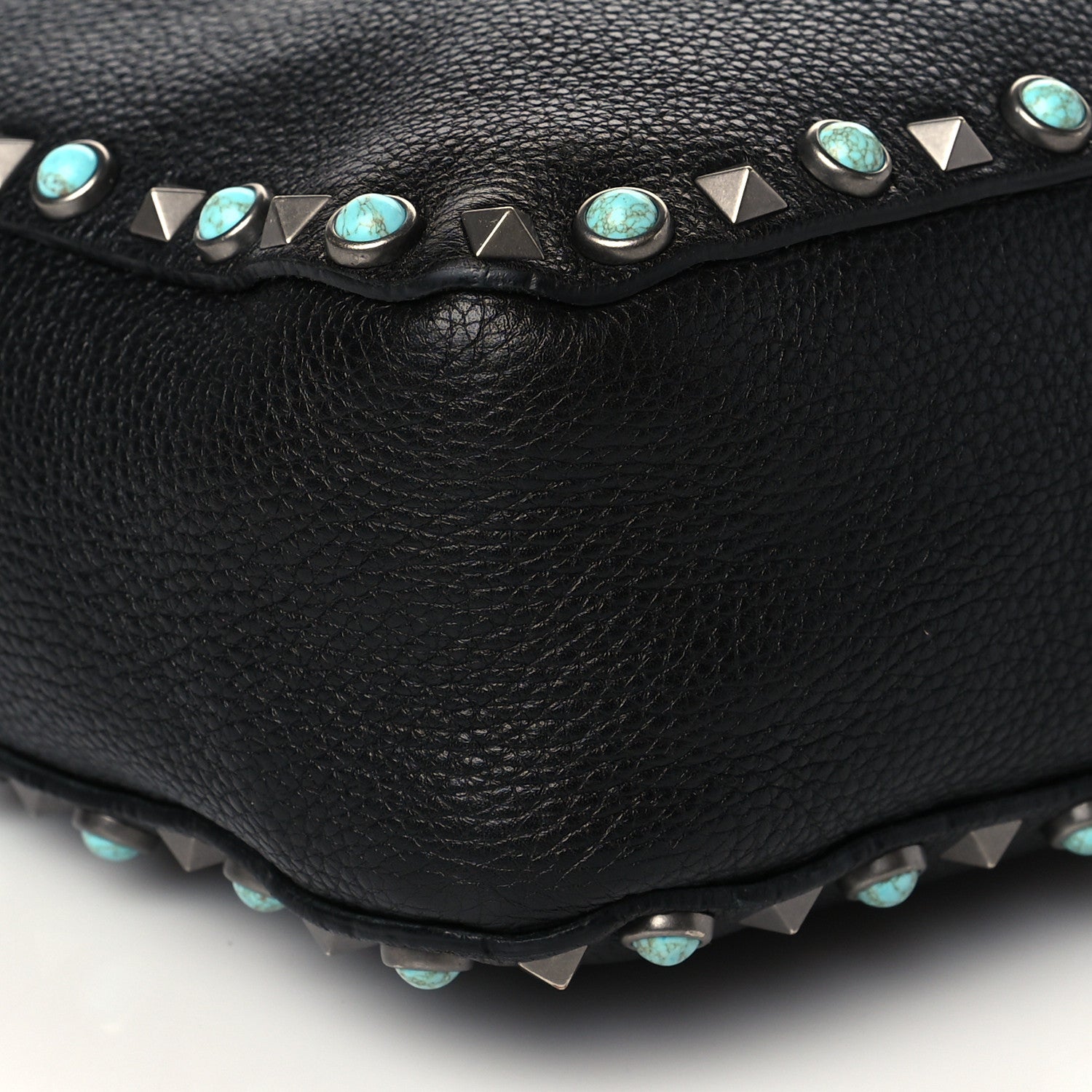 Valentino Garavani Pebbled Calfskin Tribal Small Guitar Strap Rockstud Rolling Flip-Lock Messenger Bag Black 8 of 10