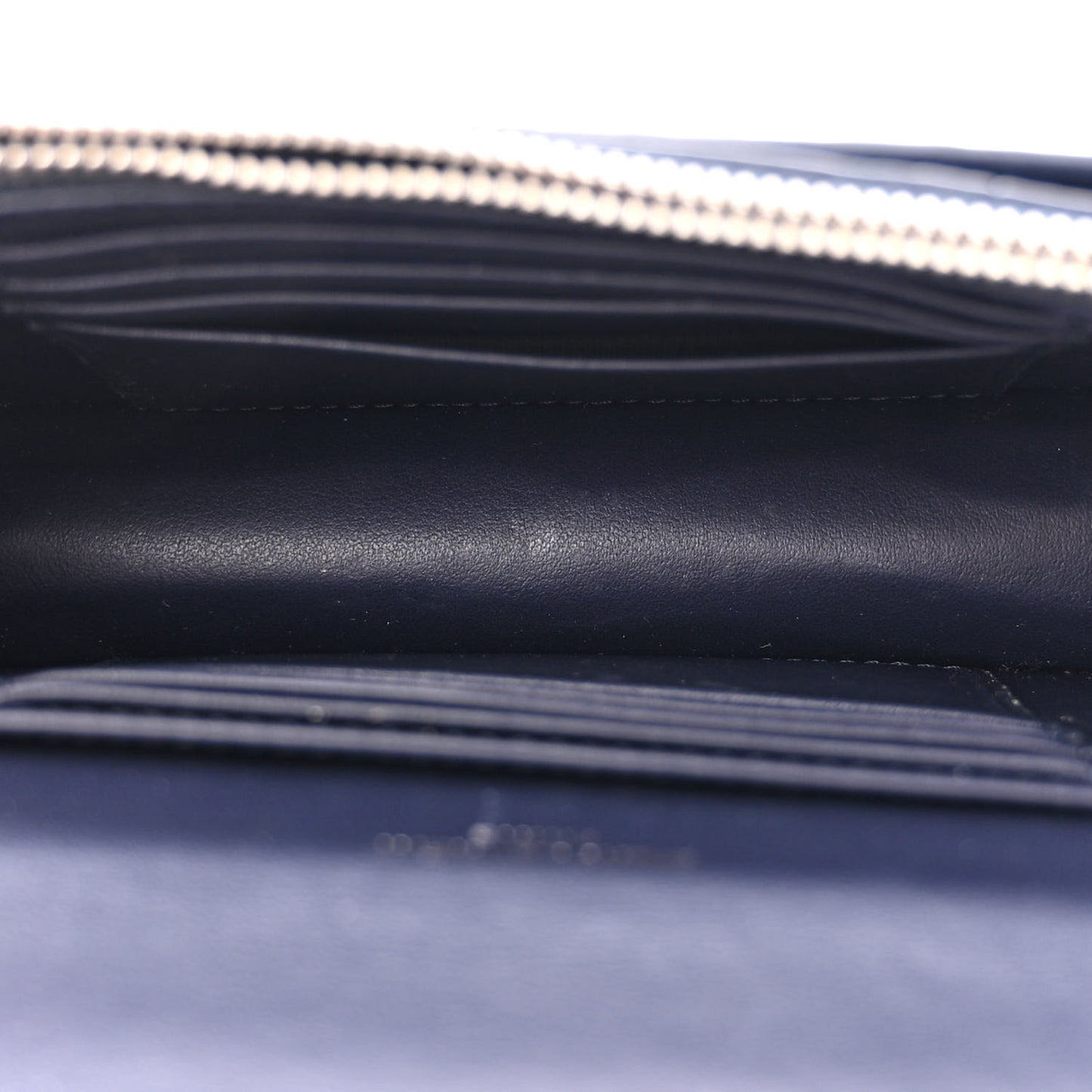 Calfskin Crocodile Embossed Monogram Sunset Chain Wallet Navy