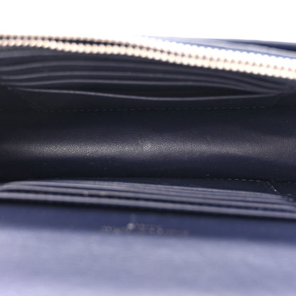 Saint Laurent Calfskin Crocodile Embossed Monogram Sunset Chain Wallet Navy 5 of 11