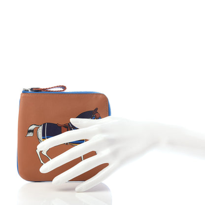 Hermes Swift Couverture Nouvelle Carre Pocket Pouch Gold Bleu Encre 2 of 6