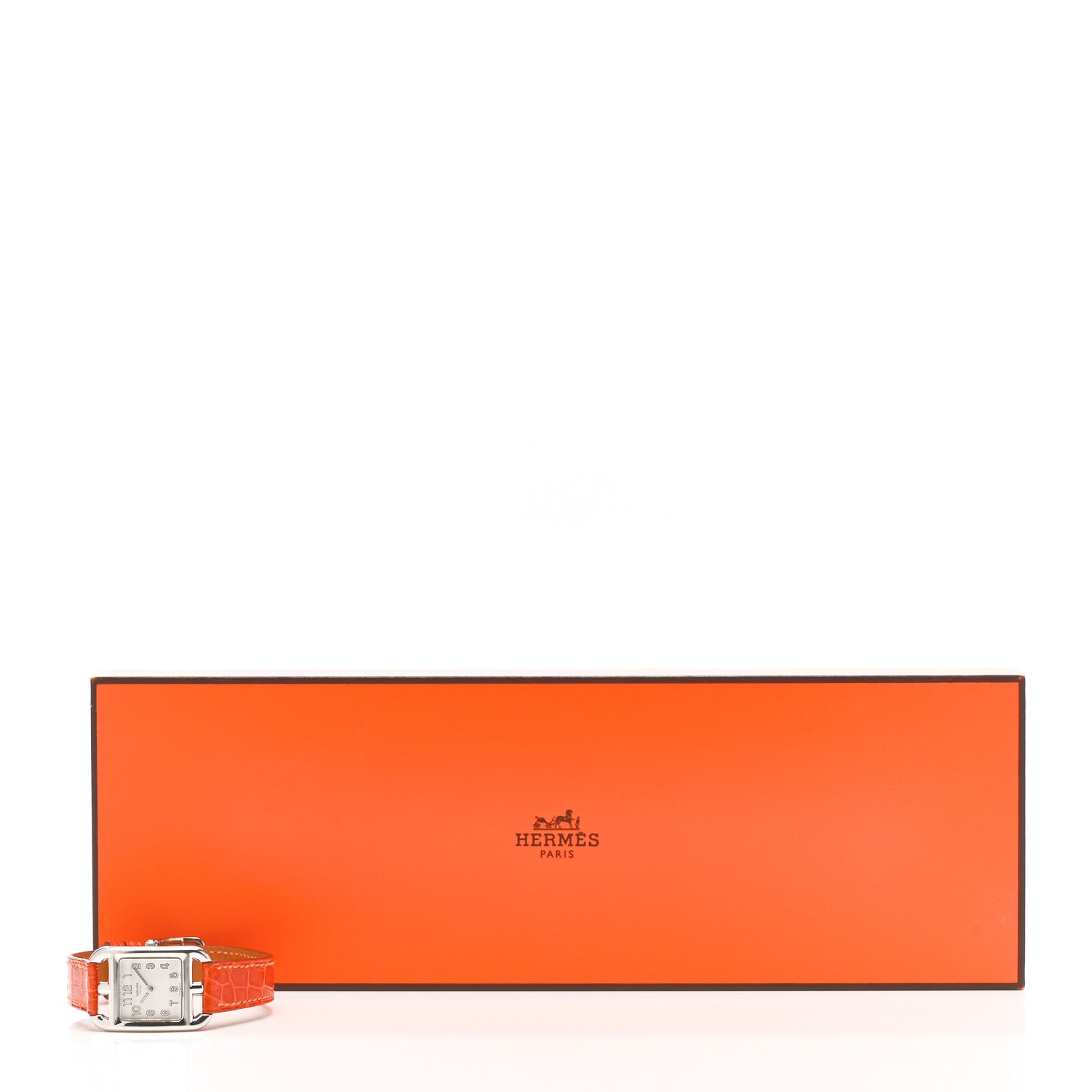 Hermes Stainless Steel Alligator 23mm Cape Cod Quartz Watch Orange 5 of 5