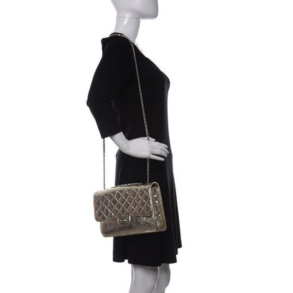 Chanel Metallic Crackled Calfskin Medium Clam's Pocket Flap Gold 2 of 13