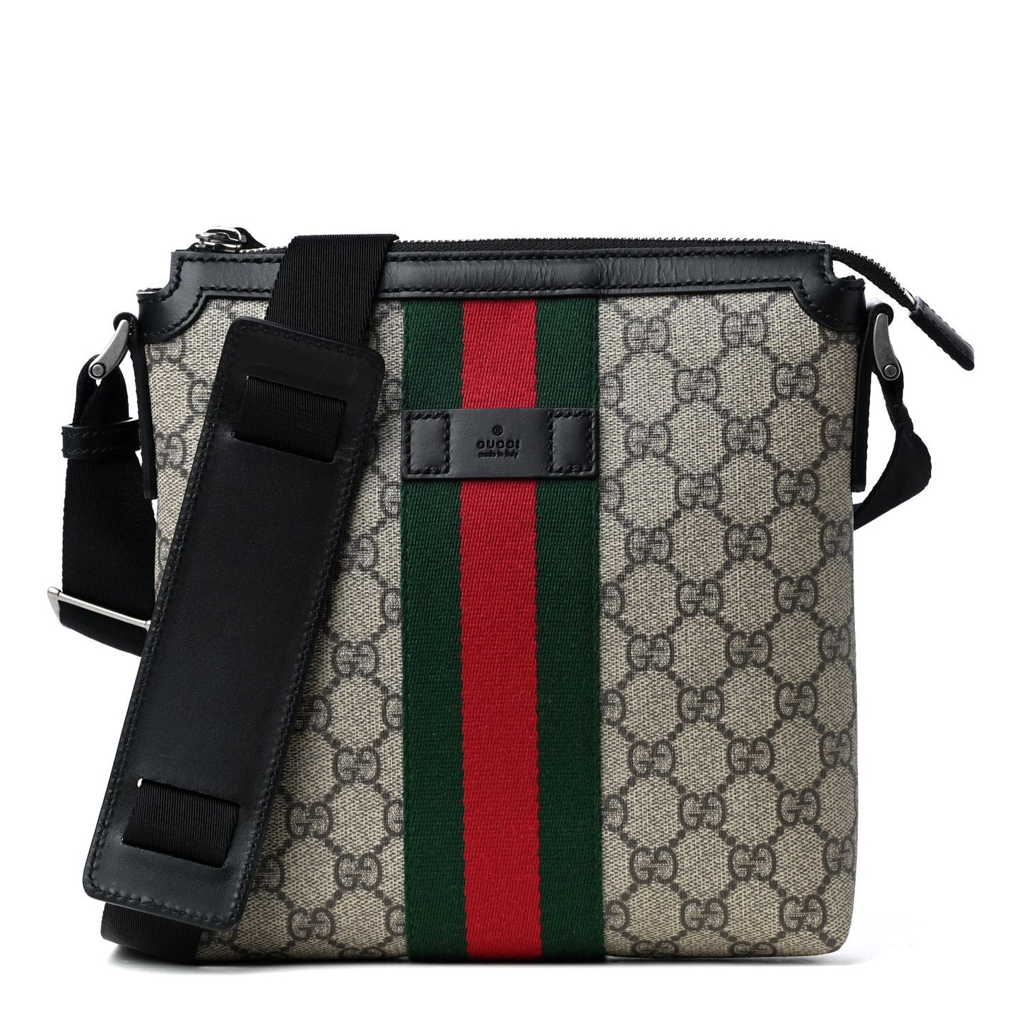 GG Supreme Monogram Web Messenger Bag Black