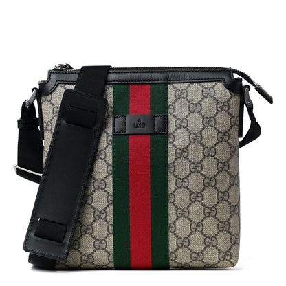Gucci GG Supreme Monogram Web Messenger Bag Black 1 of 4